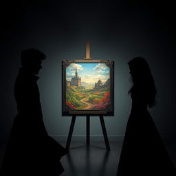A captivating scene featuring two male leads and two female leads, all clad in all-black attire, their figures blending into the shadows, embodying a dark aesthetic