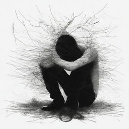 A monochromatic digital art piece that encapsulates the feeling of anxiety