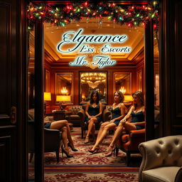 A ritzy office door featuring a sophisticated nameplate that reads "Elegance Escorts Mr