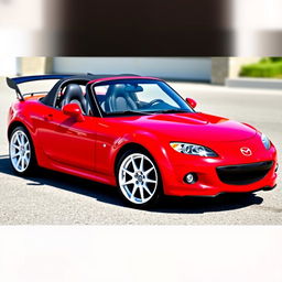 A striking 2010 Mazda MX-5 Grand Touring in a vibrant True Red color, featuring a Power Retractable Hardtop (PRHT)