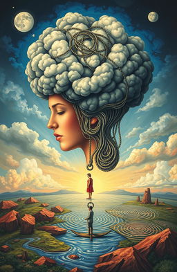 An artistic representation of various psychological disorders, visually depicted through symbolic imagery