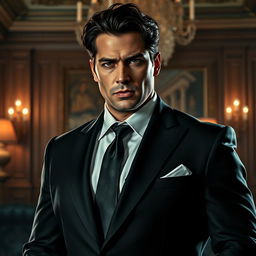 A powerful portrayal of Antonio Corenza, the Don of the Corenza Family, standing confidently in an opulent setting