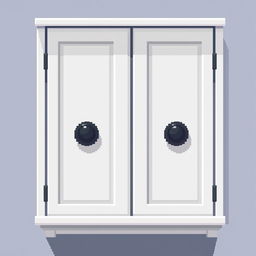 A 2D pixel art illustration showcasing a top-down view of a small white wardrobe designed for clothes