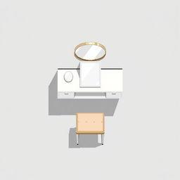 A 2D pixel art illustration showcasing a top-down view of a floating white vanity table