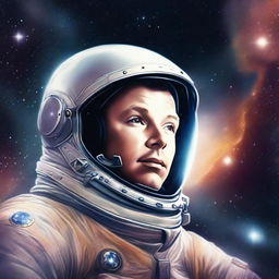 A high-quality digital art piece featuring Yuri Gagarin