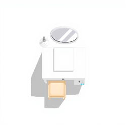 A 2D pixel art illustration showcasing a top-down view of a floating white vanity table