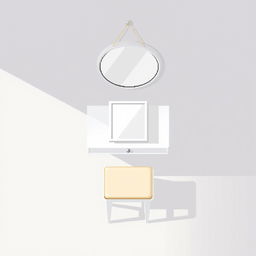 A 2D pixel art illustration showcasing a top-down view of a floating white vanity table