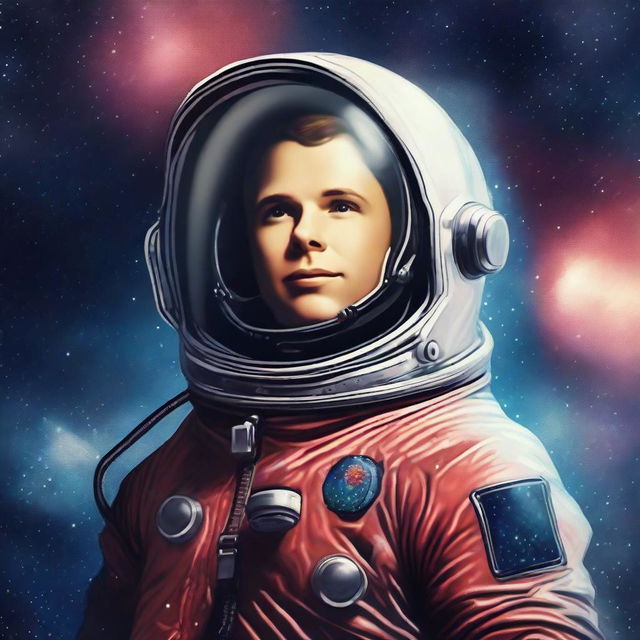 A high-quality digital art piece featuring Yuri Gagarin