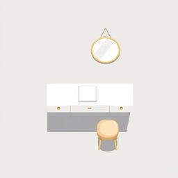 A 2D pixel art illustration showcasing a top-down view of a floating white vanity table