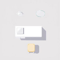 A 2D pixel art illustration showcasing a top-down view of a floating white vanity table