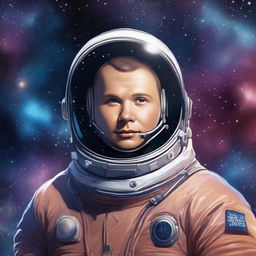 A high-quality digital art piece featuring Yuri Gagarin