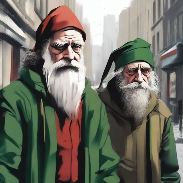 A high-quality digital art piece depicting Santa's elves in a new light