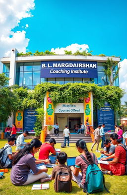 A modern and vibrant academic setting depicting the B