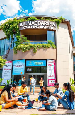 A modern and vibrant academic setting depicting the B