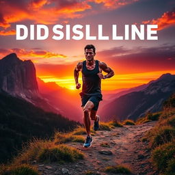 A visually striking and motivational scene depicting a person engaged in a disciplined activity, such as a runner training on a scenic mountain trail at sunrise