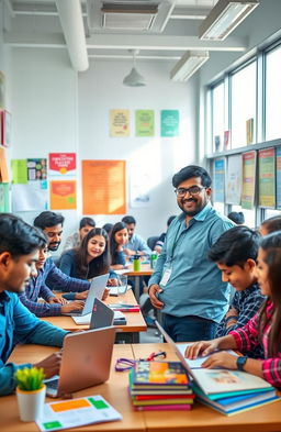 A vibrant and welcoming image of a modern learning environment at B