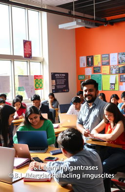 A vibrant and welcoming image of a modern learning environment at B