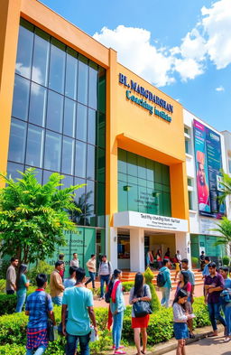 A modern and vibrant educational institution, showcasing the exterior of the B