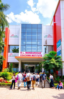 A modern and vibrant educational institution, showcasing the exterior of the B