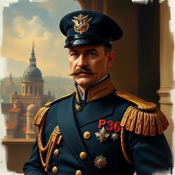 A fine art style painting of a 19th-century Bourbon police officer, depicted in a portrait format that captures both authority and elegance