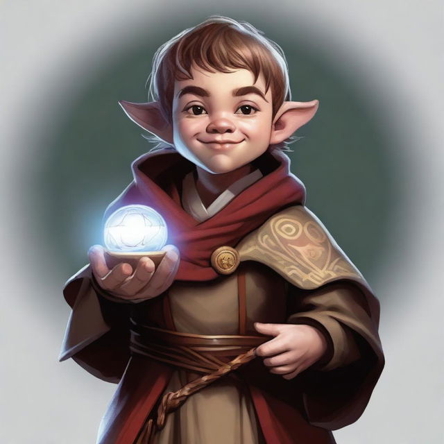 A digital art image of a halfling cleric from Dungeons and Dragons