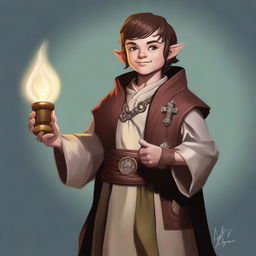 A digital art image of a halfling cleric from Dungeons and Dragons