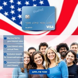 An advertisement for the American government-issued credit card called 'BlueFed'