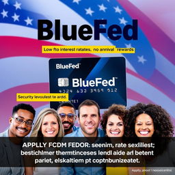 An advertisement for the American government-issued credit card called 'BlueFed'