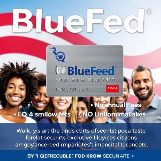 An advertisement for the American government-issued credit card called 'BlueFed'