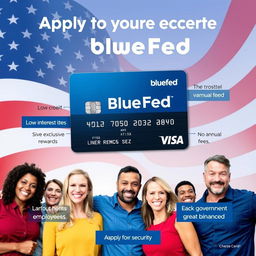 An advertisement for the American government-issued credit card called 'BlueFed'