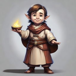 A digital art image of a halfling cleric from Dungeons and Dragons