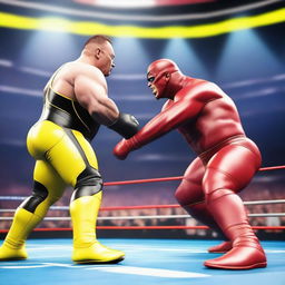 A high-quality 3D render illustrating an electrifying Wrestlemania match-up