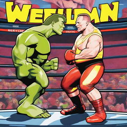 A detailed digital art piece presents a riveting Wrestlemania face-off