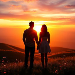 A romantic scene inspired by the title "Te amaré en el próximo amanecer" (I will love you in the next sunrise)