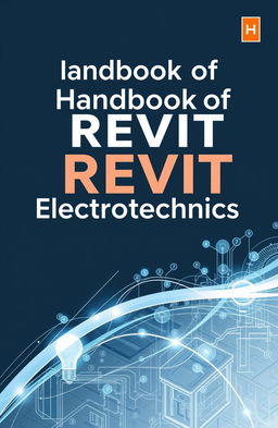 A detailed and stylish cover design for a technical handbook titled 'Handbook of Revit Electrotechnics'