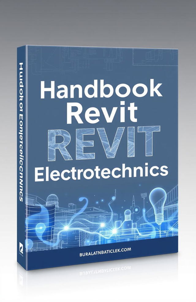 A detailed and stylish cover design for a technical handbook titled 'Handbook of Revit Electrotechnics'