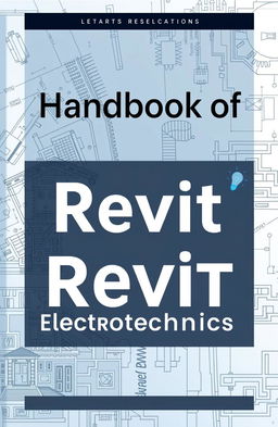 A detailed and stylish cover design for a technical handbook titled 'Handbook of Revit Electrotechnics'