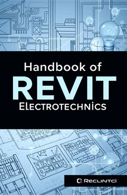 A detailed and stylish cover design for a technical handbook titled 'Handbook of Revit Electrotechnics'