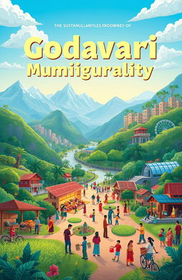A vibrant and engaging illustration of the developmental journey of Godavari Municipality, showcasing sustainable economic growth