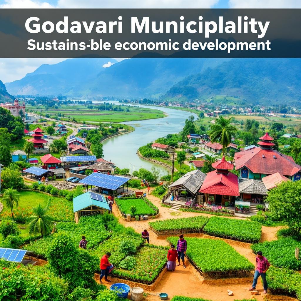 A scenic view of the Godavari Municipality in Nepal, showcasing the beauty of sustainable economic development