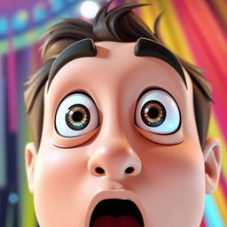 A close-up of a surprised face with wide eyes and raised eyebrows, reflecting disbelief and shock upon learning a shocking truth about the "Crypto Chill Guy"