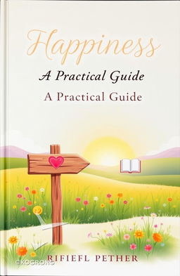 A beautifully illustrated cover for a book titled 'Happiness: A Practical Guide'