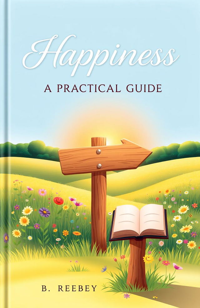 A beautifully illustrated cover for a book titled 'Happiness: A Practical Guide'