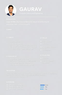 A professional and modern resume for Gaurav, a Computer Science and Engineering student, showcasing a stellar academic record with a CGPA of 9