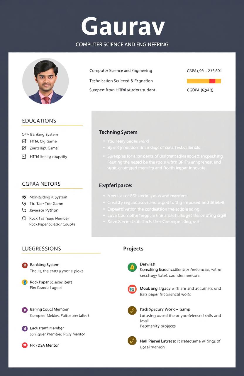 A professional and modern resume for Gaurav, a Computer Science and Engineering student, showcasing a stellar academic record with a CGPA of 9