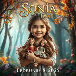 A cinematic movie poster for a film titled 'Sonia and Her Doll', featuring a captivating and whimsical design