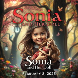 A cinematic movie poster for a film titled 'Sonia and Her Doll', featuring a captivating and whimsical design