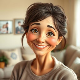 An imaginative and whimsical portrait of a mother figure, radiating warmth and comfort