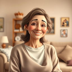 An imaginative and whimsical portrait of a mother figure, radiating warmth and comfort