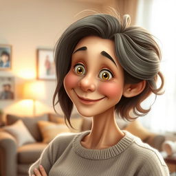 An imaginative and whimsical portrait of a mother figure, radiating warmth and comfort